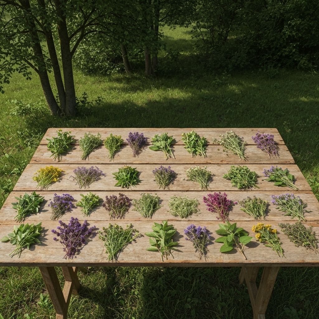 Traditionelle deutsche Kräuter beim Trocknen